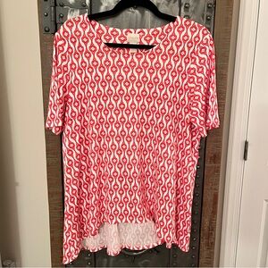 Chico's Vibrant Red and White Patterned Shirt